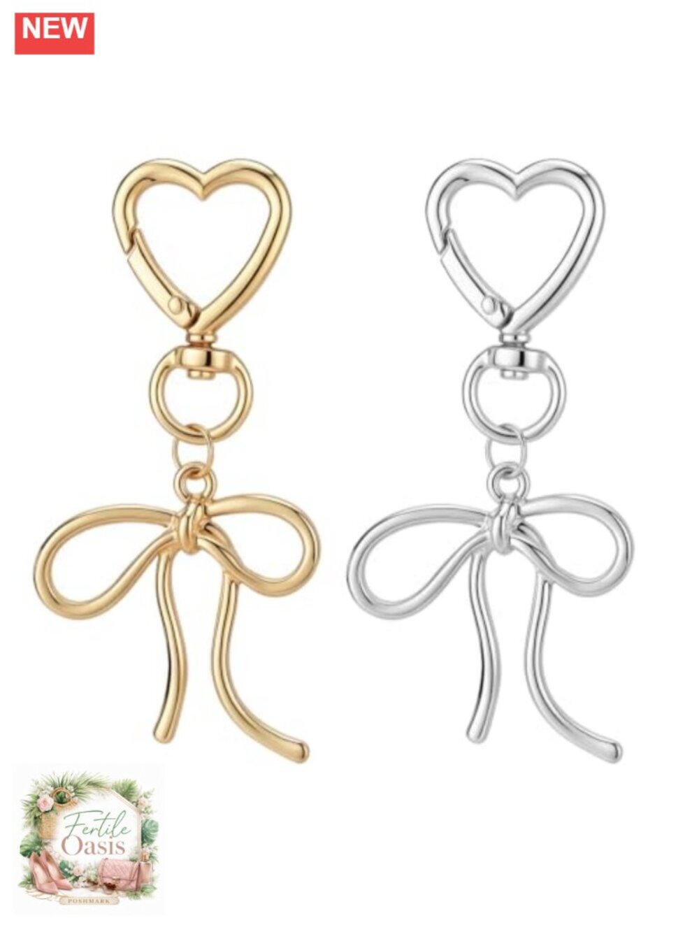 2 Pack Cute Bow Keychain Bag Charm 360 Swivel Keyrings for Women Handbag Tote